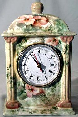 Celee Evans Porcelain Study: Marbled Roses on 8" Empire Clock