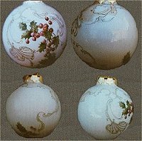 Celee Evans Porcelain Study: Holly Sprigs & Scrolling on Christmas Ball