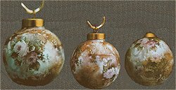 Celee Evans Porcelain Study: Marbled Pink/Ruby Tea Roses on  Christmas Ball